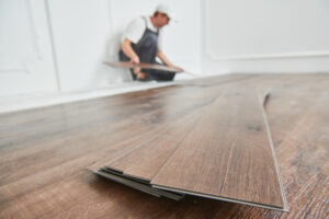 Professional flooring installation.